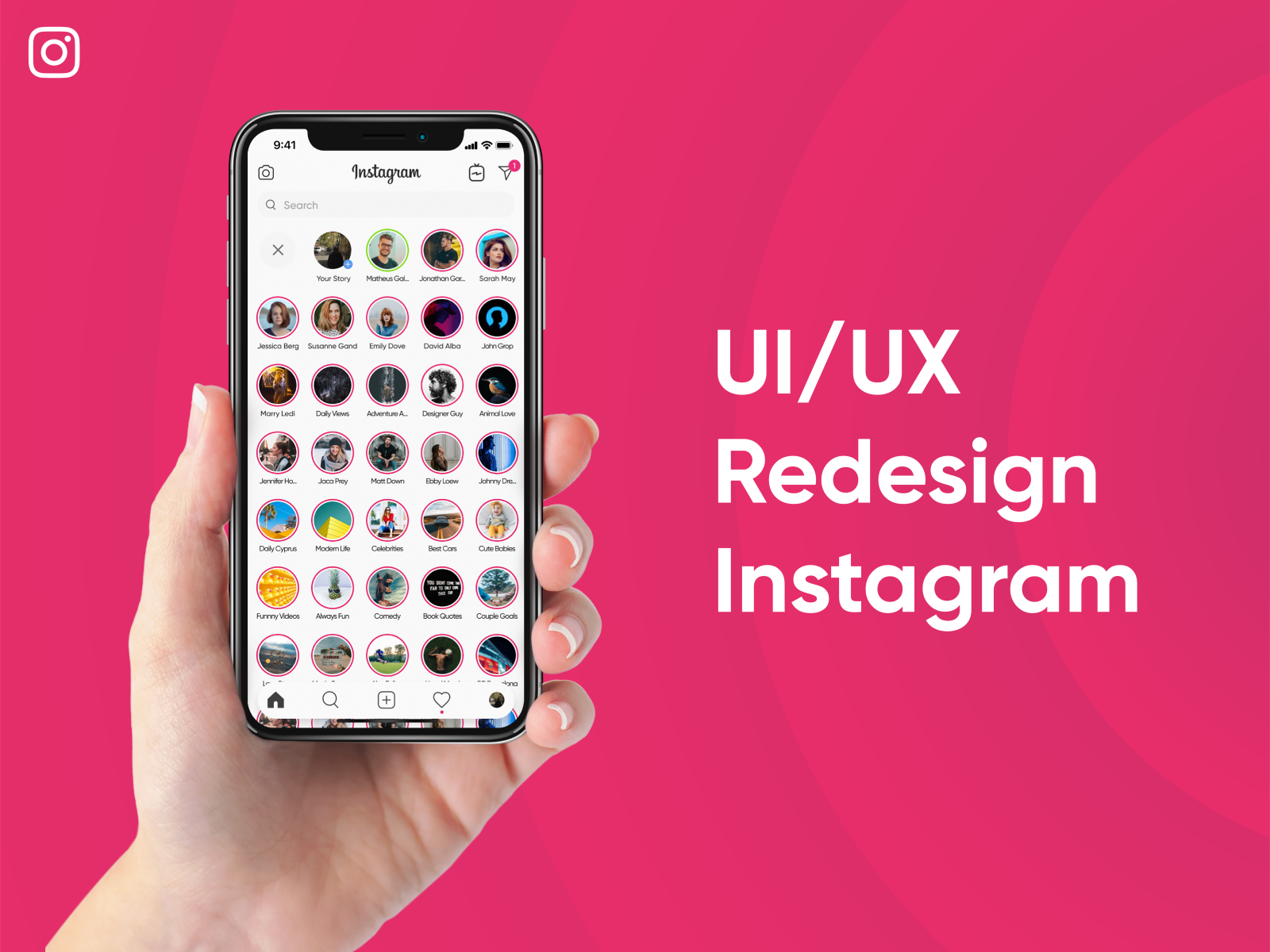 Instagram UI/UX Redesigned by Cemal Can Basaranel on Dribbble