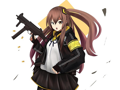 ump45 from girl s frontline anime expressions fanart illustration