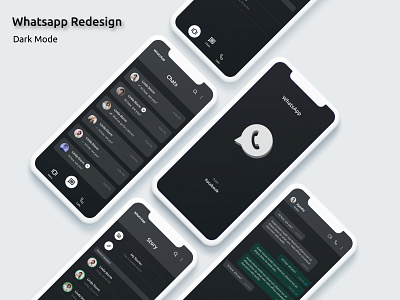 WhatsApp Redesign - Dark Mode app design ui