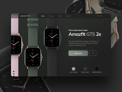 Landing page concept for Amazfit GTS 2e design landingpage smartwatch ui watch webdesign