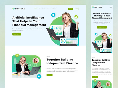 Fortuna - AI Financial Management Landing Page ai artificial intelligence design finance financial financial management landingpage ui ux website