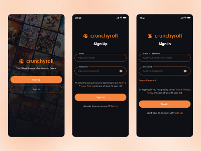 Crunchyroll App - Onboarding Anime Streaming Platform anime anime app anime streaming app design mobile app movie movie app streaming streaming app ui ux