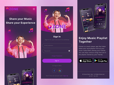 Ozone App - Music Playlist Sharing Responsive Landing Page design landing page landingpage music music app music landingpage music player song player ui ux website