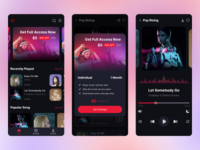 Virgin Music App - Subscription Music Platform app design mob mobile app music music app music player song song player ui ux