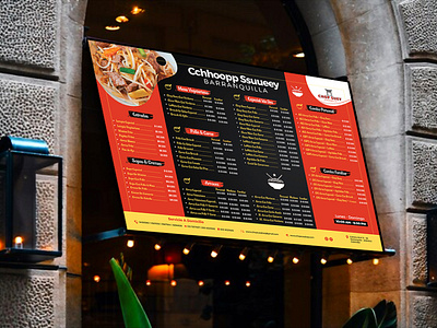 restaurant menu tv screen