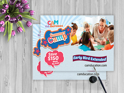 Kids Summer Camp Education Postcard Design