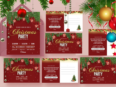 Christmas Party Invitation Card card cards champagne christmas christmas flyer christmas night christmas template classy december dinner elegant gift gold holiday invitation invite invites merry christmas