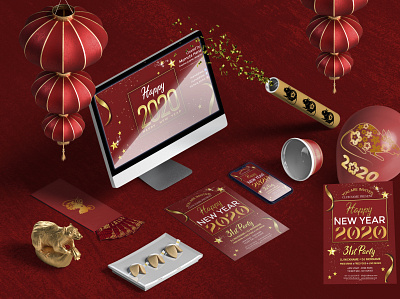 New Year Flyer , Social media Cover 2020 party christmas party club flyer dj flyer flyer design flyer template gold merry christmas new year new year 2020 new year countdown new year invitation new year party new years eve nightclub nye nye flyer
