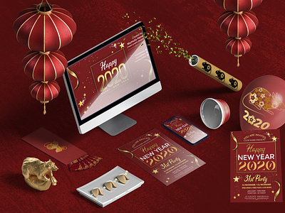 New Year Flyer , Social media Cover 2020 party christmas party club flyer dj flyer flyer design flyer template gold merry christmas new year new year 2020 new year countdown new year invitation new year party new years eve nightclub nye nye flyer