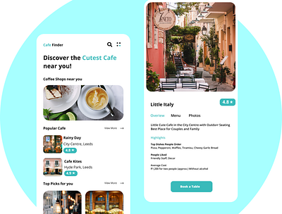 Cafe Finder App app design booking app cafe coffeeshop design ui uidesign visual design