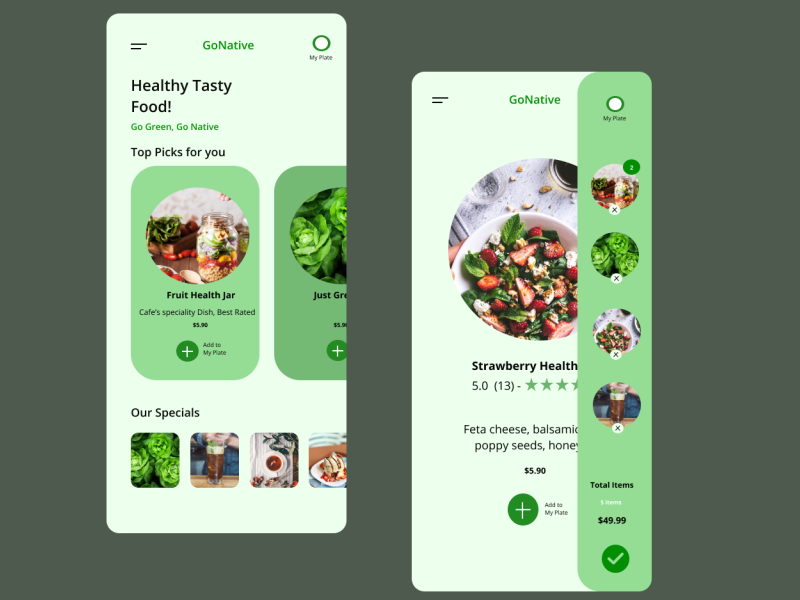 GoNative Food App by Palakil Visweswaran on Dribbble