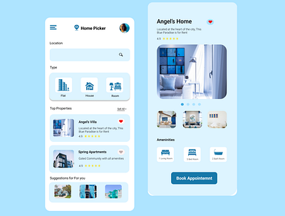 HomePicker app design app ui design brand design brand identity cleanui homefinder property rental app ui uidesign visual design