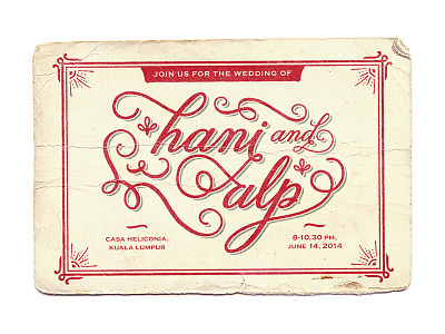 Ephemera-esque vintage wedding card design