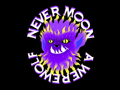 Never Moon A Werewolf animated typography fall framebyframe funny funny illustration gif gradients halloween loop monsters motiongraphic nevermoonawerewolf procreate 5x spooky supernatural werewolf
