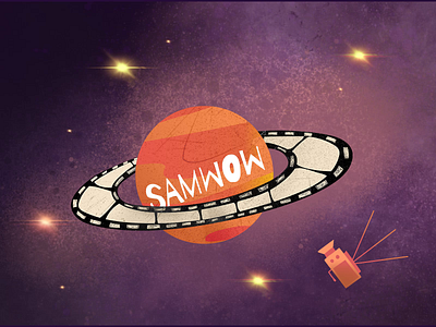 SamWOW animated logo animated logo design animated type animated typography animation 2d custom typography film strip graphic design logo design nuclear planets