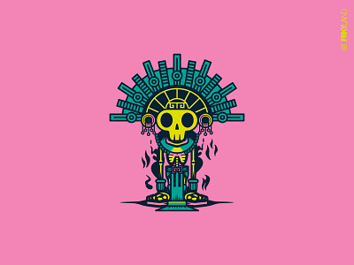 MICTLANTECUHTLI aztec character color design drawing freaky graphic graphicdesign illustration illustrator skull