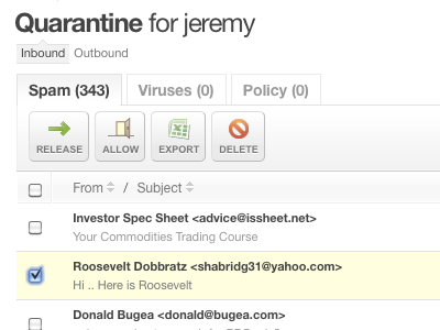 Quarantine Interface