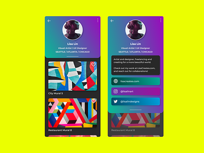 Creator User Profile art artist atlanta branding colors creative design gradient popart socialmedia ui