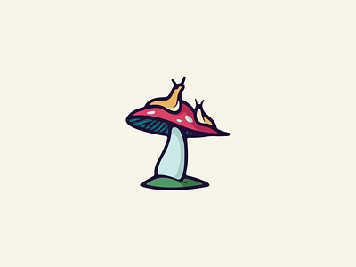Slug Jungle cartoon design fungus icons minimal mushrooms slug slugs vector
