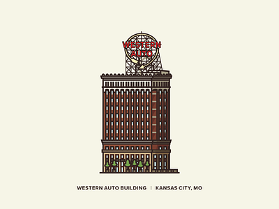 Western Auto Building architecture design illustration kansascity set western auto