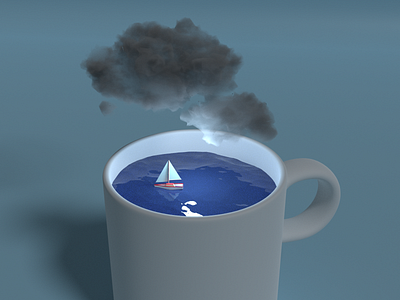 Storm in a Tea Cup 3d art blender low poly