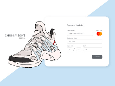 Credit Card Checkout art credit card checkout cute daily ui dailyui dailyui 002 design drawing illustration payment sneaker sneaker illustration sneakers ui
