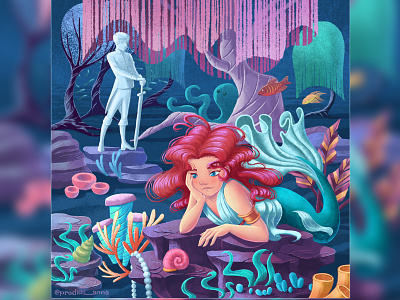 Little Mermaid ~ illustration animal ariel artwork cartoon character art childrensbook cute design digitalart fairytale fantasy fish girl illustration mermaid mermay princess sea seaweed underwater