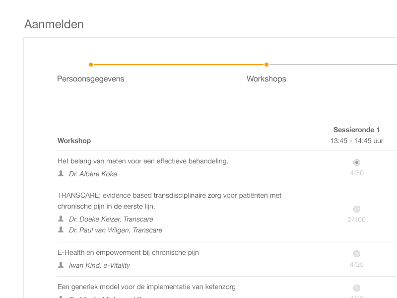 Form concept session information form interface web timeline check