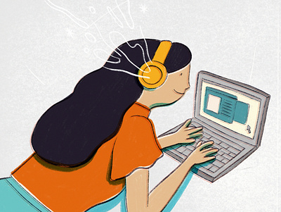 Tappy Tap on the keyboard article editorial headphone illustration magazine music