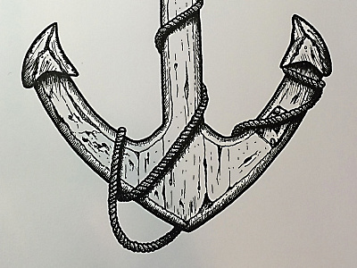 Anchored anchor black and white illustration pen and ink rope sketch steven skadal