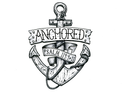 Anchored anchor black and white illustration pen and ink sketch steven skadal
