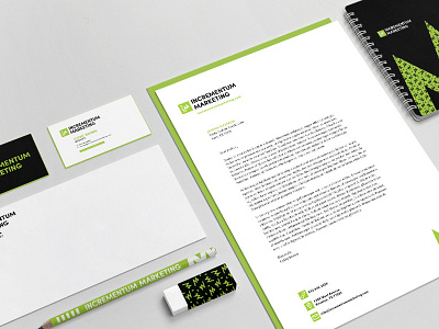 Incrementum Marketing - Branding Design art direction branding business cards design graphic design green letterhead logo modern stationary steven skadal web