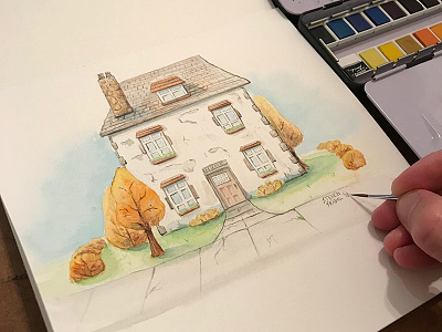 That Old House - watercolor painting art drawing home house illustration painting trees watercolor watercolour