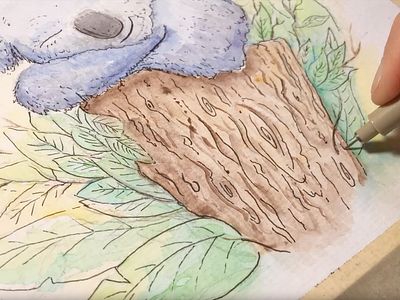 Sleeping Koala - watercolor painting