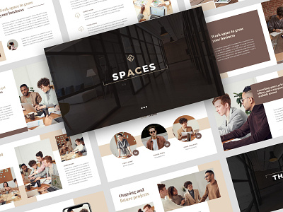 Spaces Presentation Template brown clean minimal office presentation simple template vrown work