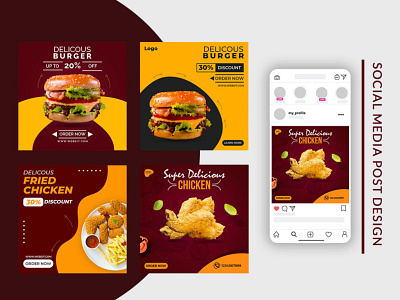 Food Banners for Instagram and Facebook abastact banner banner ads banner design banner set banner template branding facebook post design food food banner food illustration