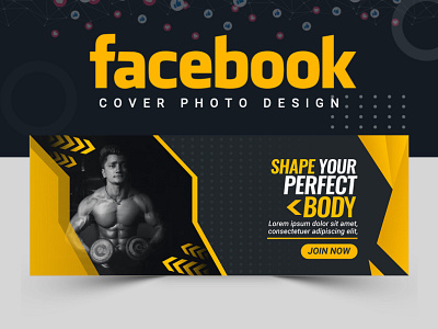 Fitness Facebook Cover Design abastact banner design banner template brand identity cover design facebook cover facebook post design illustration illustrator ios ui ux vactor