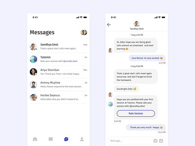 Messages/Chat screen for Online tutor applications - iOS chat chat screen cool ui message message details messages mobile app notifcation notifications tutor ui uidesign uiux ux
