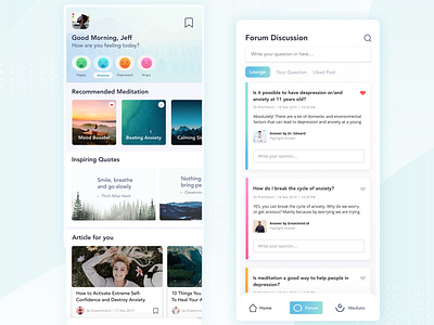 Meditation Apps 01- Home & Forum Page