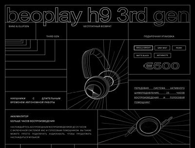 beoplay h9 3rd gen design illustration illustrator minimal type typography ui vector web website