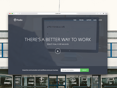 Experimenting a bit on our homepage... landing page podio test