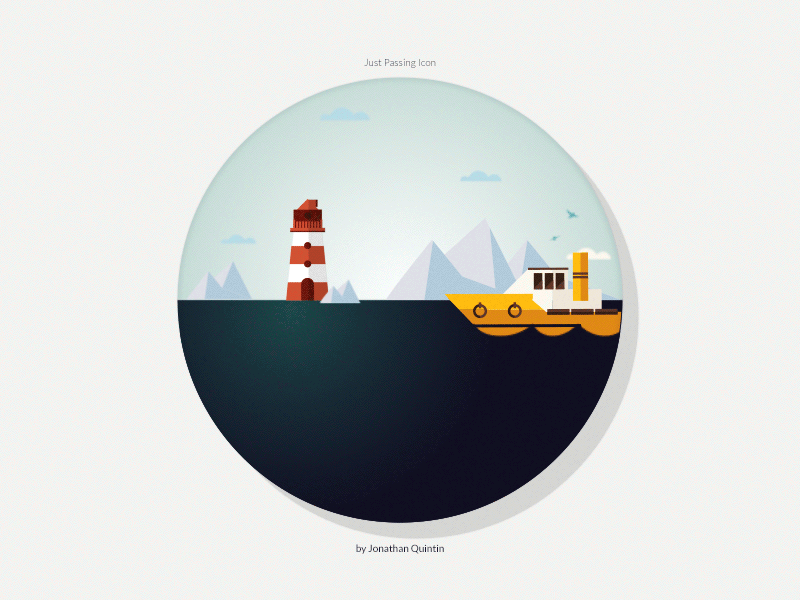 Just Passing Icon (by Jonathan Quintin) after effects animated boat iceberg icon illustrator jonathan quintin lighthouse motion mountains ocean
