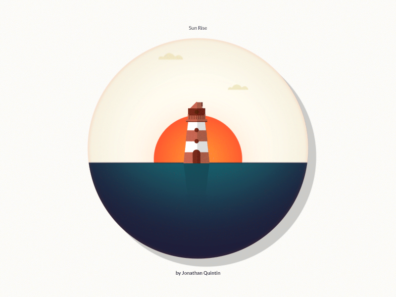 Sun Rise Icon (by Jonathan Quintin) after effects animated boat iceberg icon illustrator jonathan quintin lighthouse motion mountains ocean