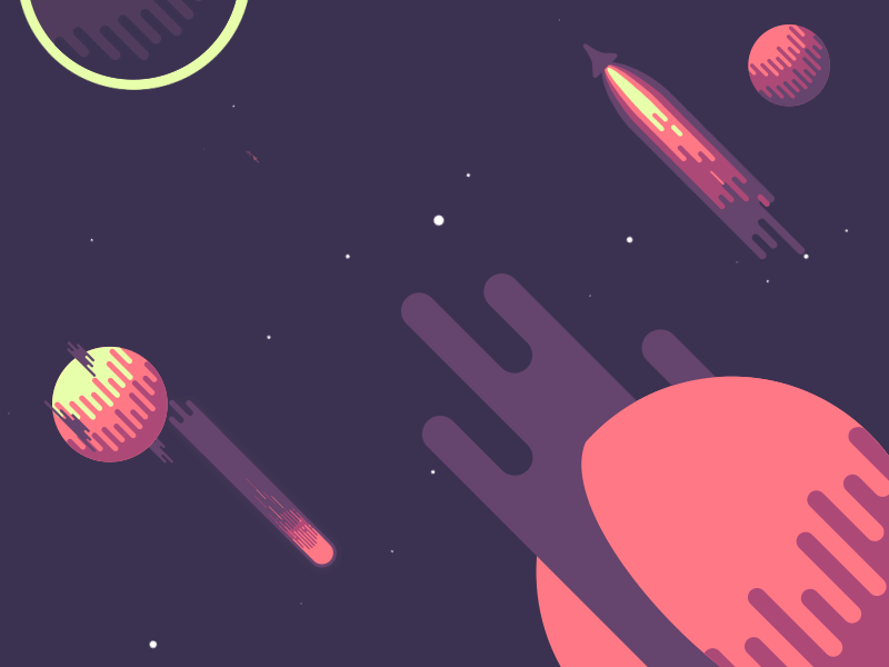 Space @ 45° - Day 2d after effects flat gif meteor planets space stars