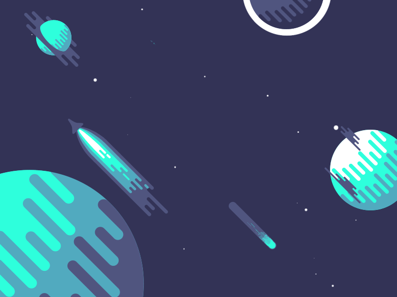 Space @ 45° - Night 2d after effects flat gif meteor planets space stars