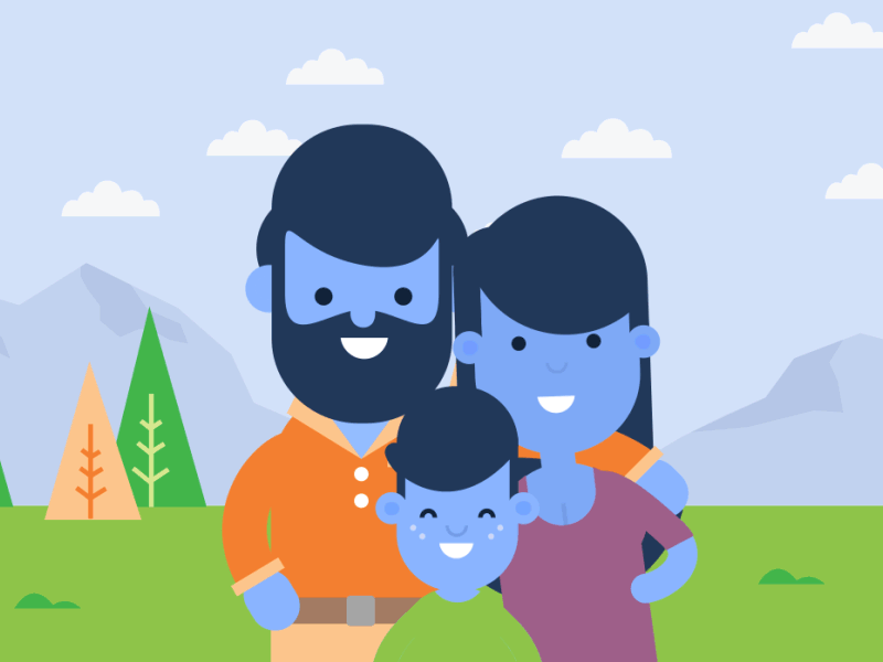 Community Standards - Family 2d after effects character child facebook flat illustrator man portrait woman