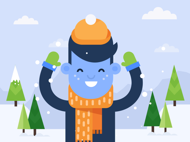 Community Standards - Catching Snowflakes 2d after effects character facebook flat illustrator loop snow winter