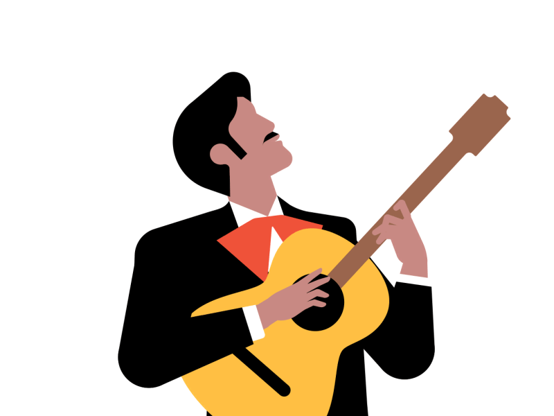 Mariachi solo 2d after effects animation character gif guitar instrument mariachi solo uber