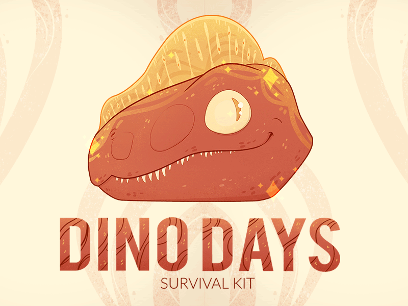 Dino Days: Survival kit dilo dilophosaurus dinosaur illustraion paleoart survival kit