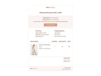 DailyUI 017 Email receipt clothing dailyui dailyui017 dailyuichallenge email design email receipt receipt